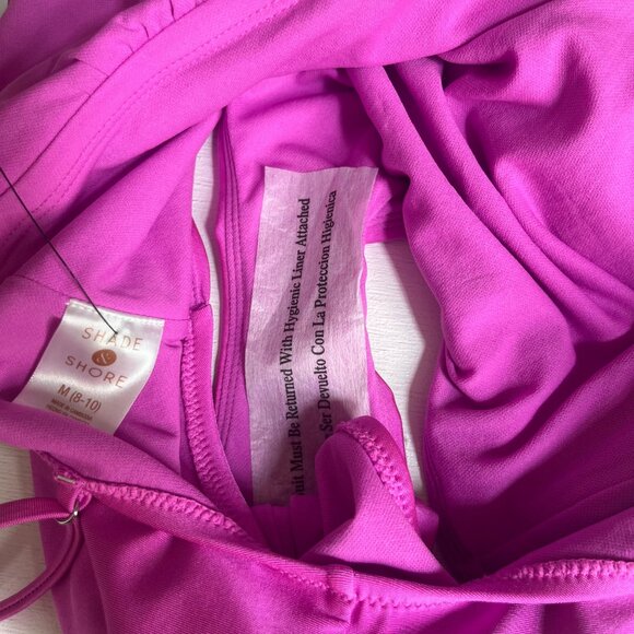 Shade & Shore High Leg Cheeky One-Piece Swimsuit Pink Size Medium - Picture 6 of 11